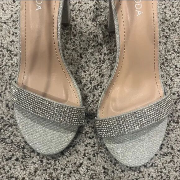 TOP Moda Silver Delia-80 Ankle Strap Rhinestone High Heel Sandal - Picture 3 of 7